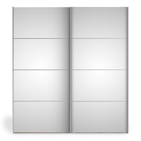 Verona Sliding Wardrobe 180cm in Oak with Mirror Doors with 2 Shelves